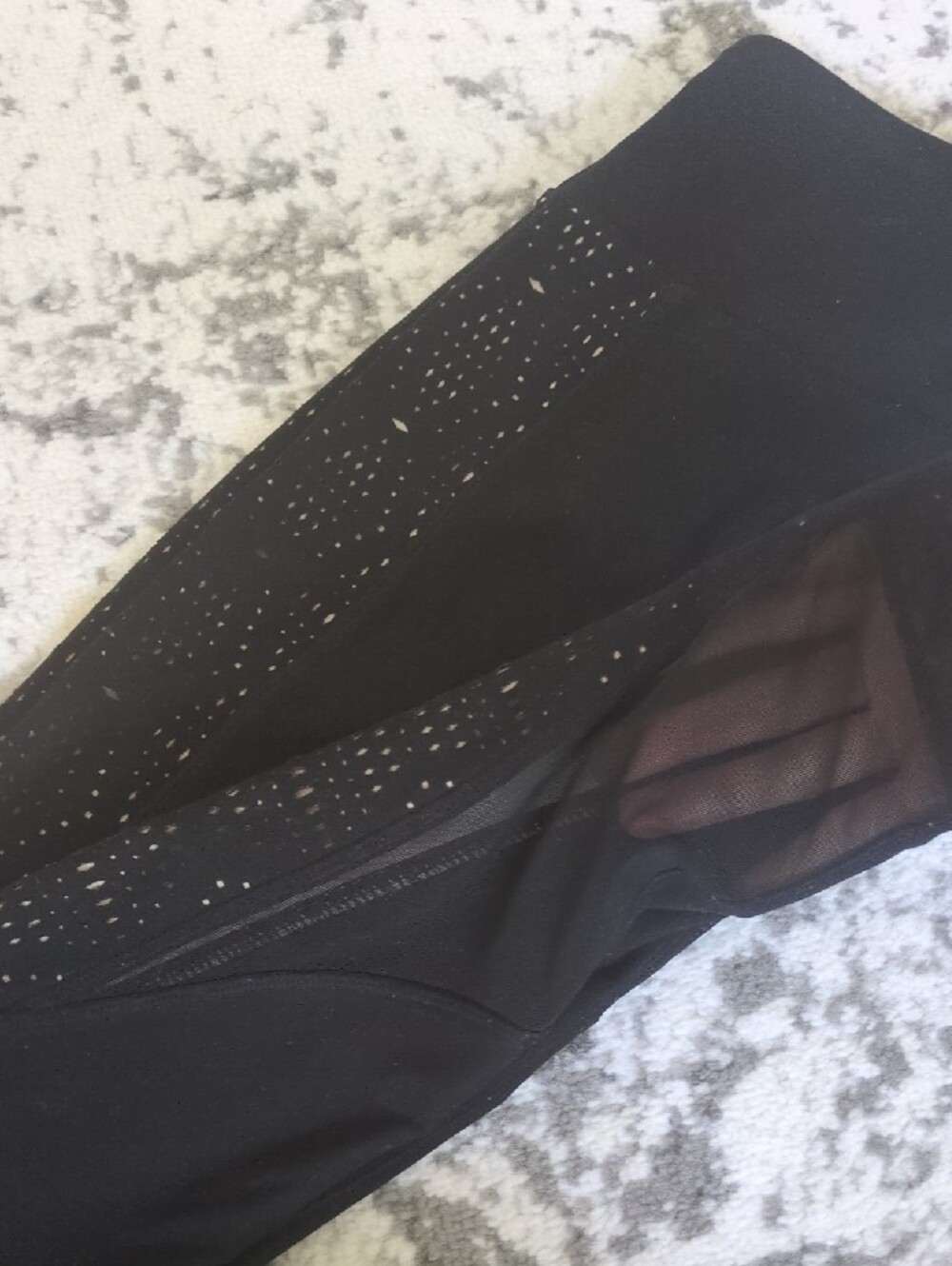 Black Leggings with Eyelet Lace Side Panels | Size S